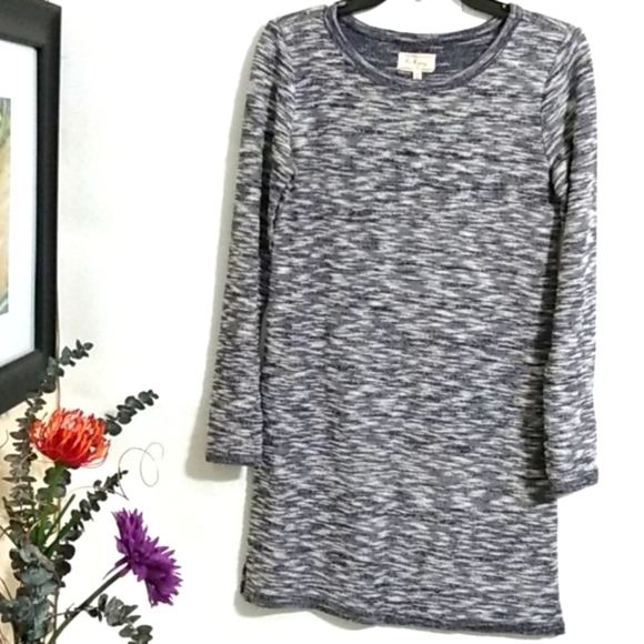 LOU & GRAY NWT NAVY BLUE & WHITE MARLED BLEND TUNIC SWEATER DRESS SIZE XS - Picture 11 of 11